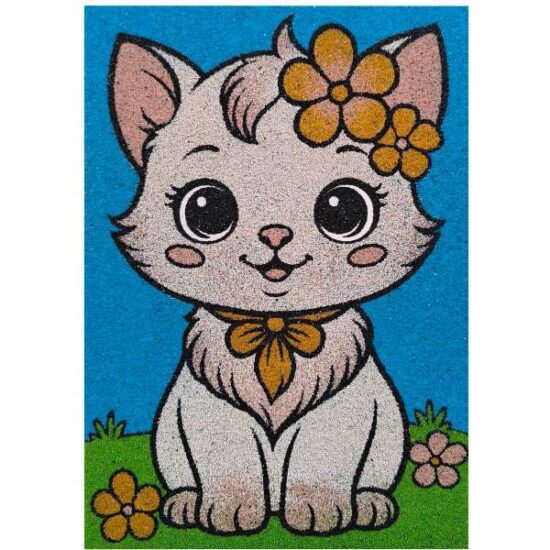 Virágos cica homokkép